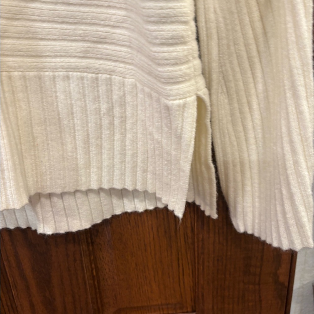 Moth by Anthropologie $98 Ivory Ribbed Cowl Neck Sweater M EUC Rayon Blend - Picture 5 of 10